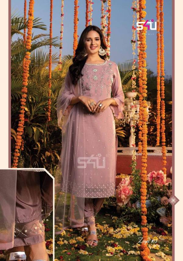 S4u Zoya New Exclusive Wear Georgette Kurti Pant With Dupatta Readymade Collection